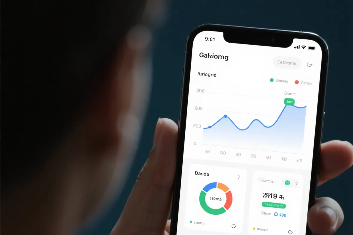 数据图表与移动端界面示意